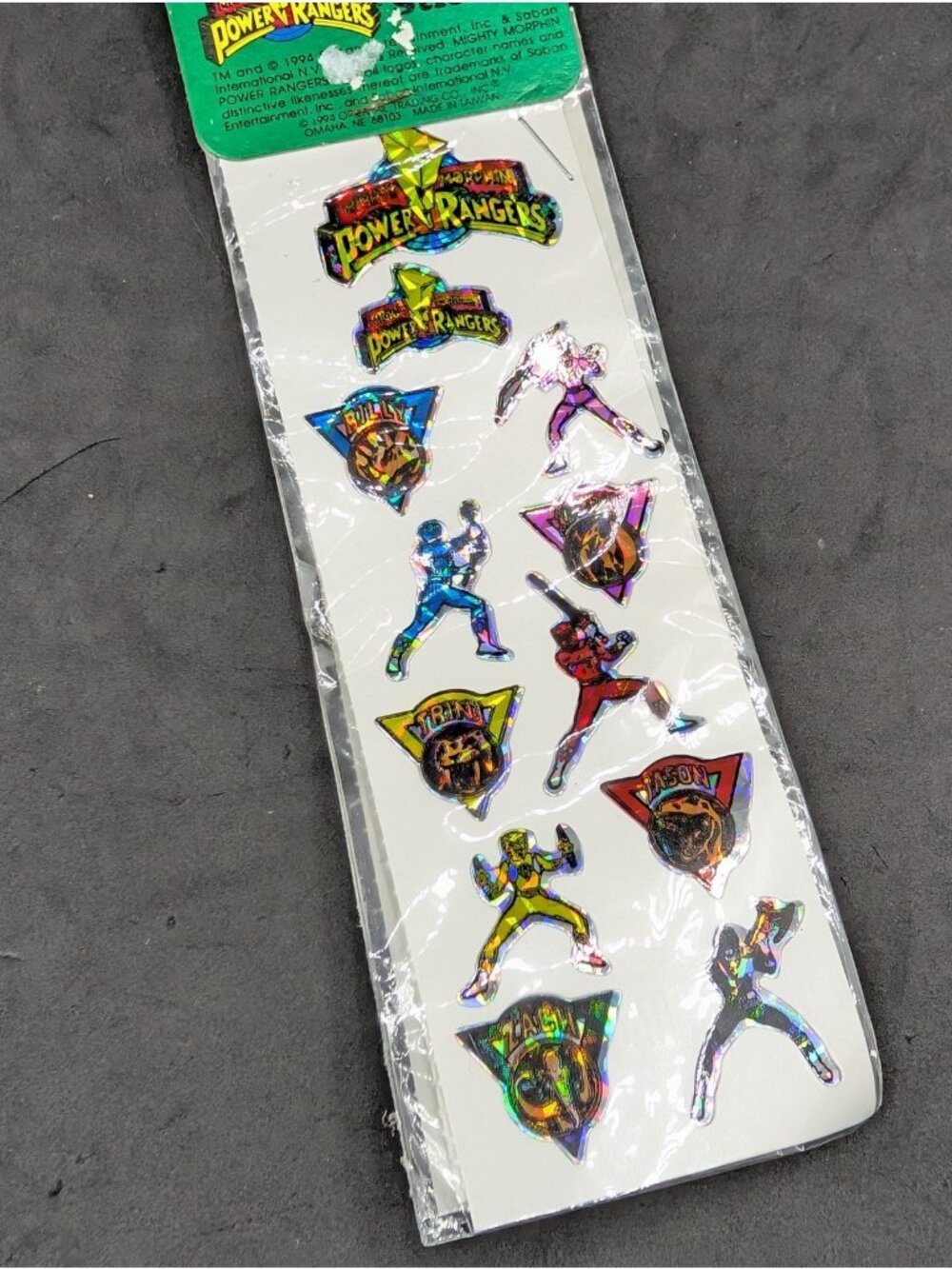 Vintage 1994 Prism Power Rangers Stickers Set of 3 NOS